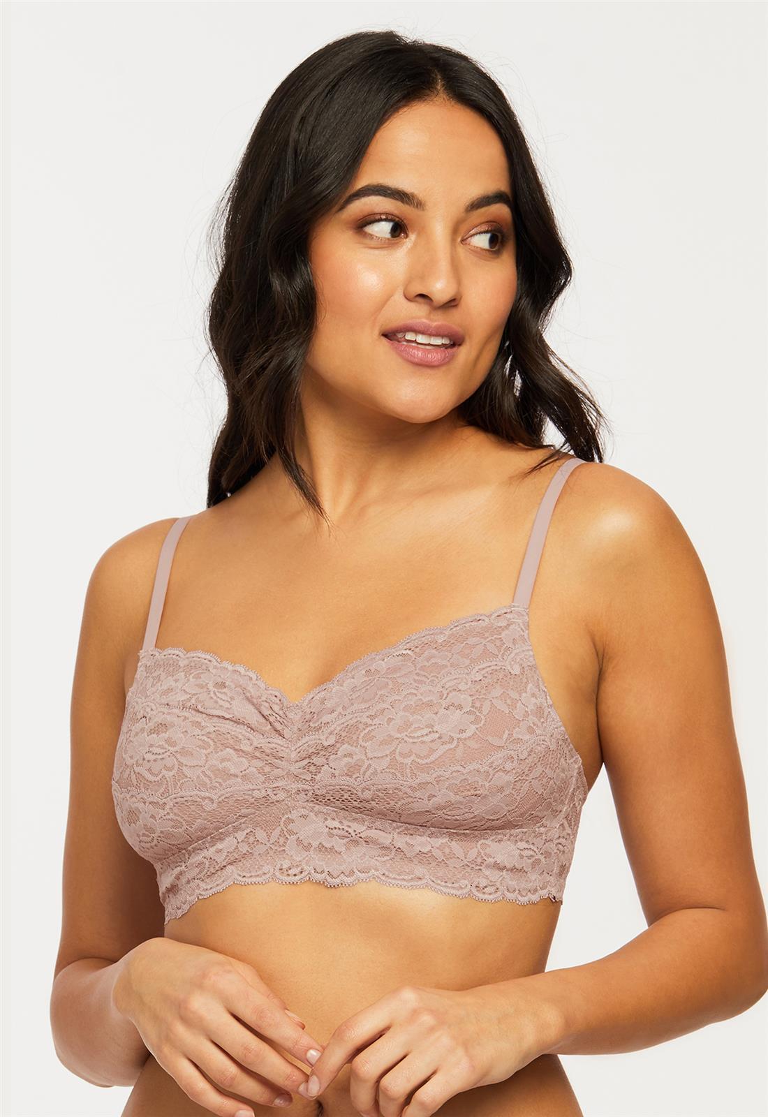 Cup-Sized Lace Bralette - Moonshell worn by model front view