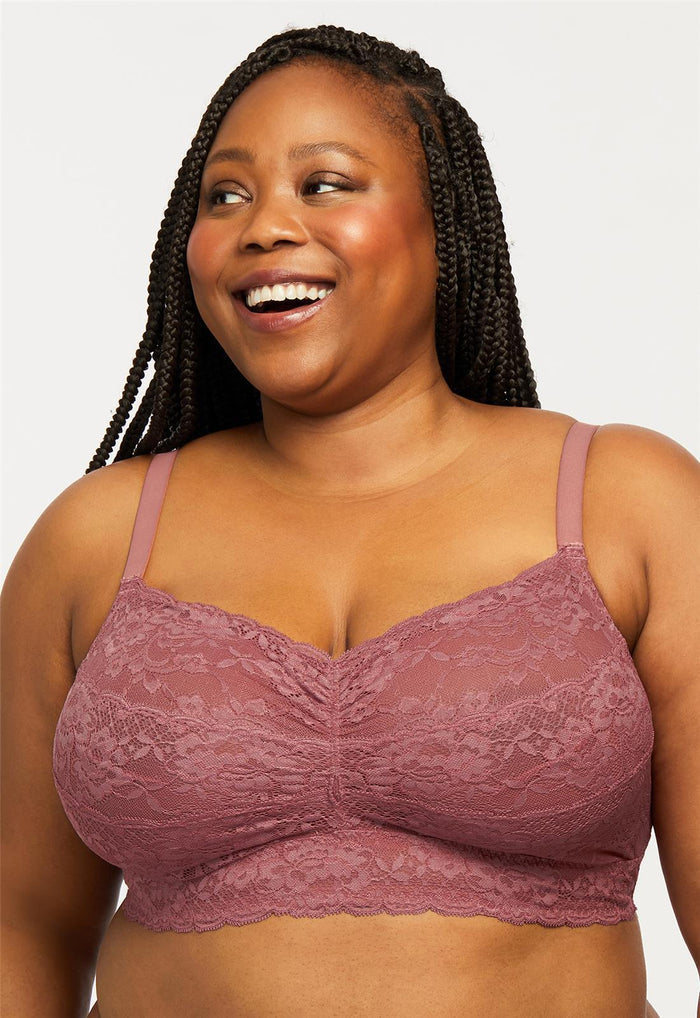 Cup-Sized Lace Bralette - Mesa Rose, worn by model, front view