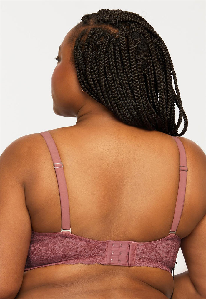 Cup-Sized Lace Bralette - Mesa Rose, worn by model, back view