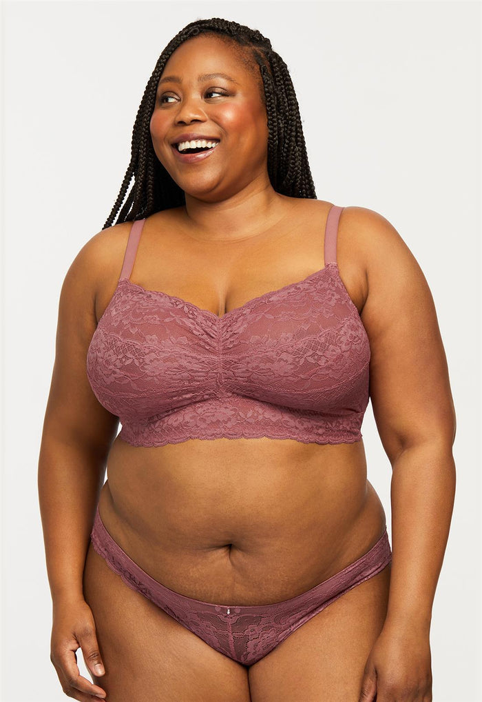 Cup-Sized Lace Bralette - Mesa Rose, worn by model, front view