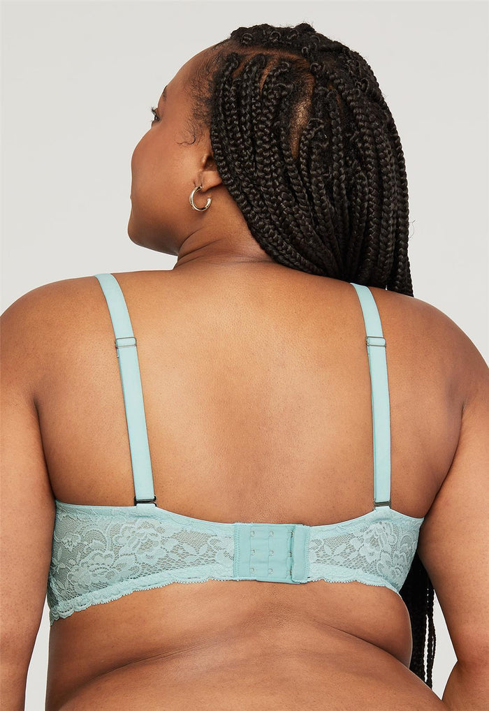 Cup-Sized Lace Bralette - Skylight, worn by model back view
