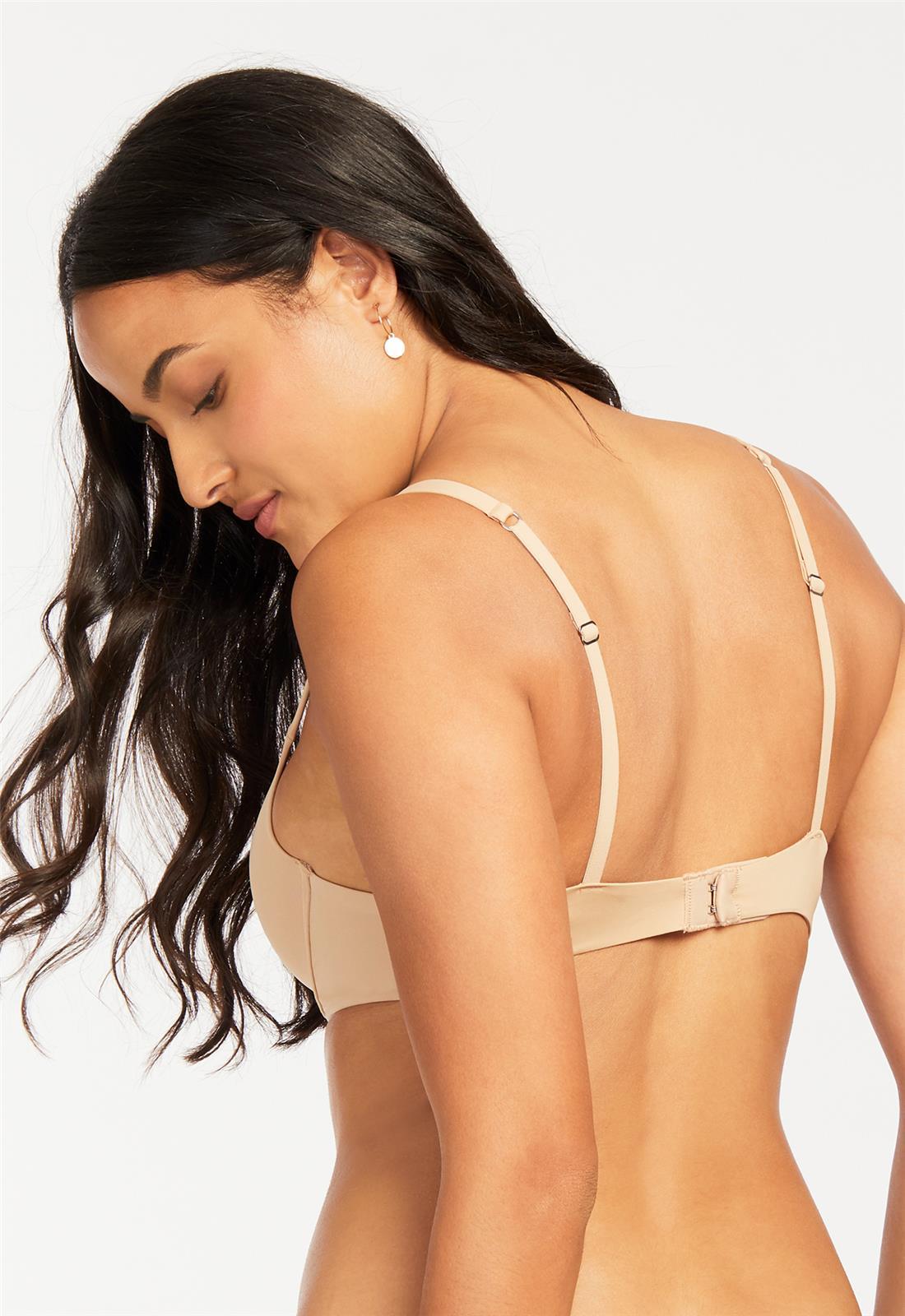 Pure Demi Cup T-Shirt Bra - Sand worn by model back view