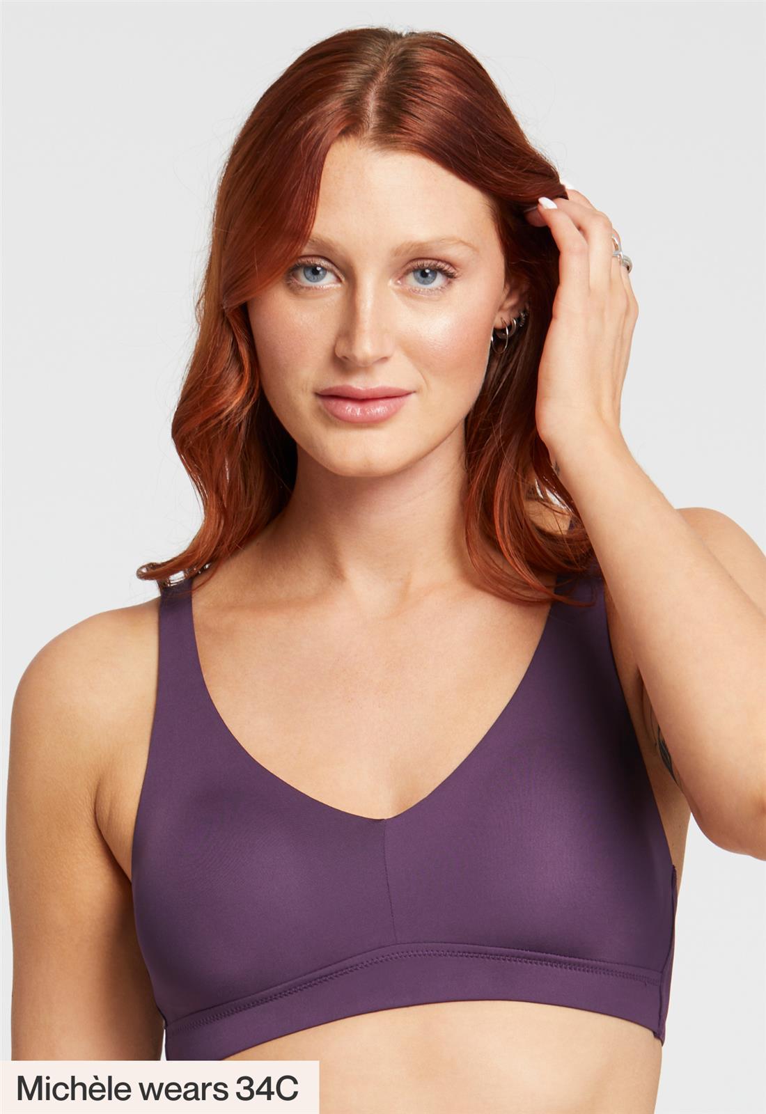 Mysa Cup-Sized Bralette - Pinot worn by model front view