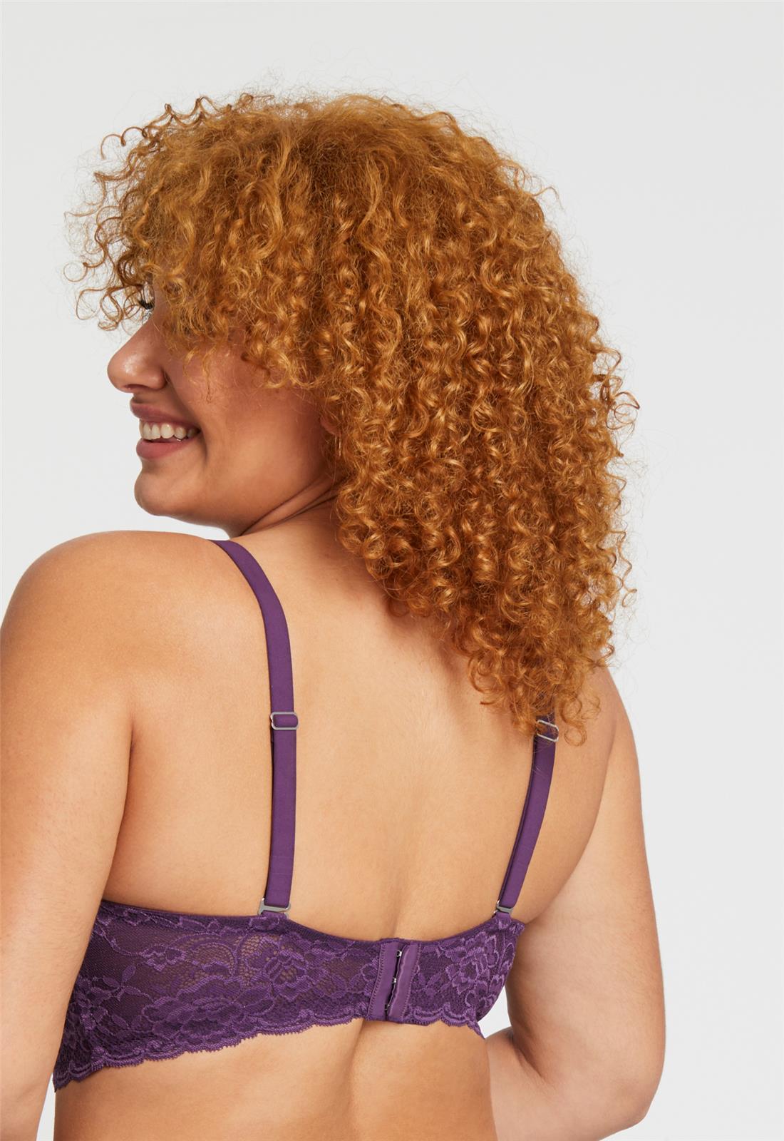 Cup-Sized Lace Bralette - Pinot worn by model back view
