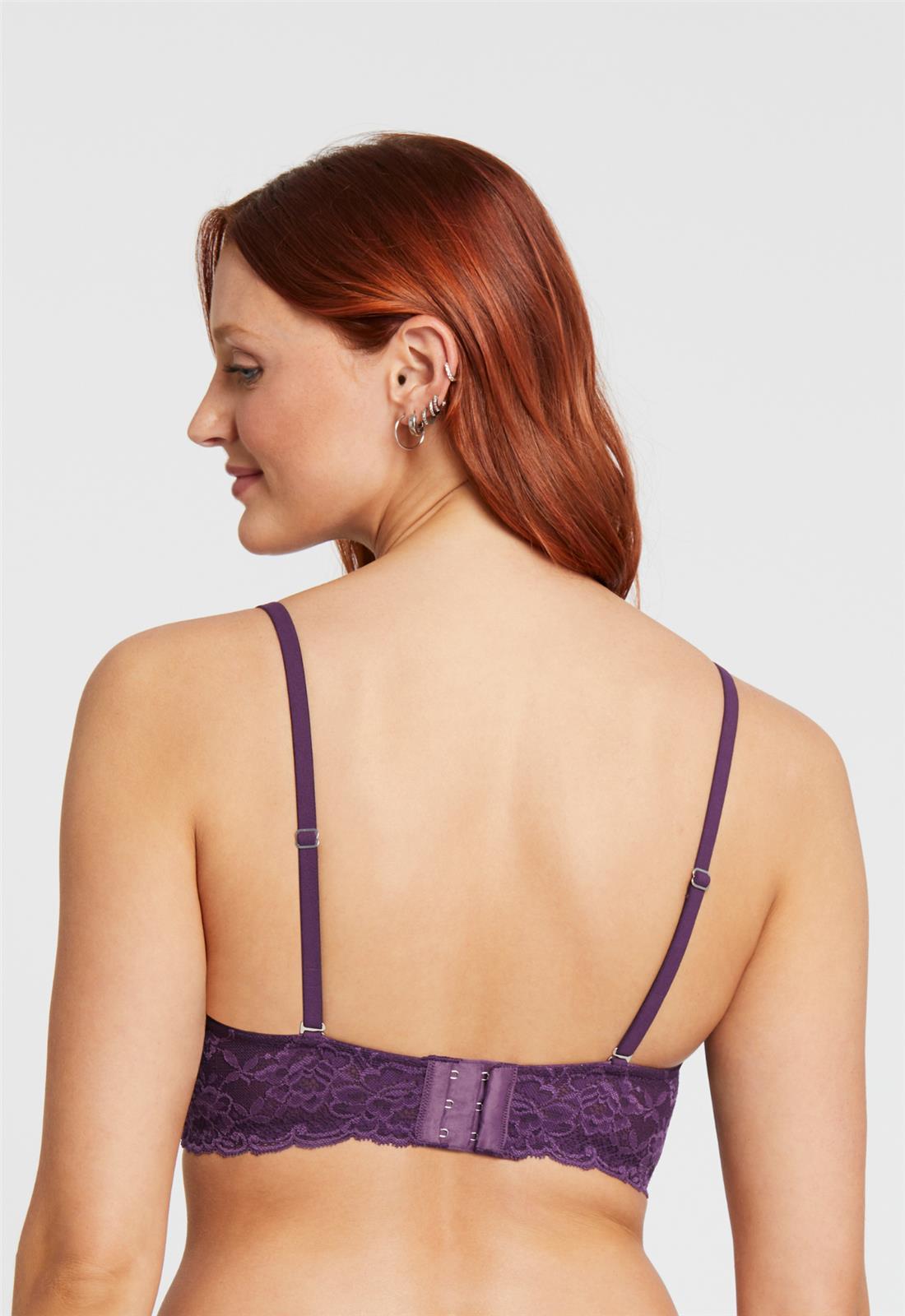 Cup-Sized Lace Bralette - Pinot worn by model back view