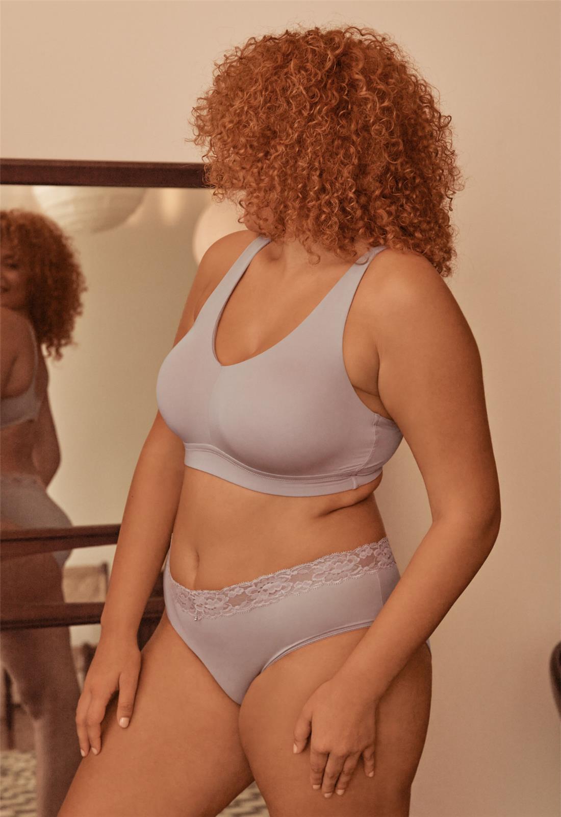 Mysa Cup-Sized Bralette - Moonshell worn by model lifestyle image