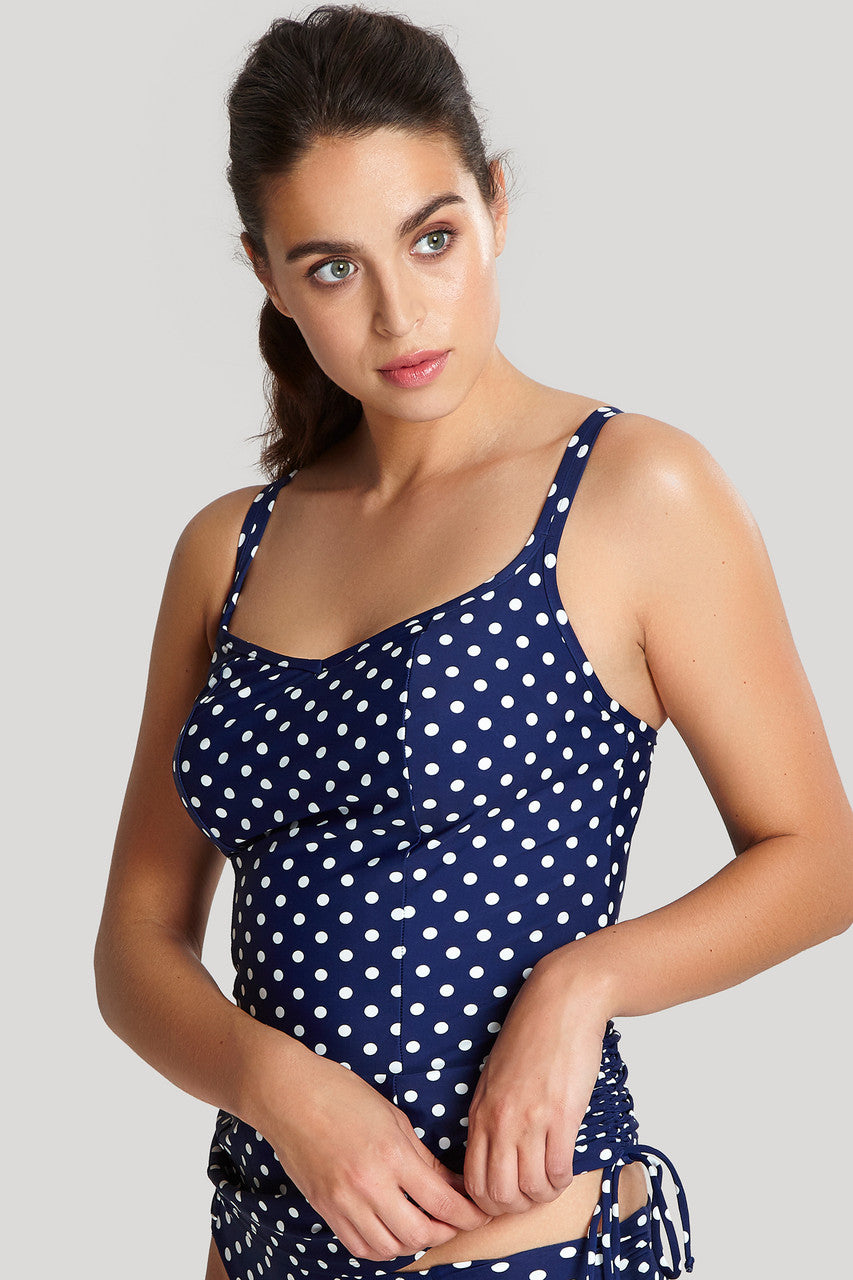 Anya Spot Balcony Tankini worn by model front view