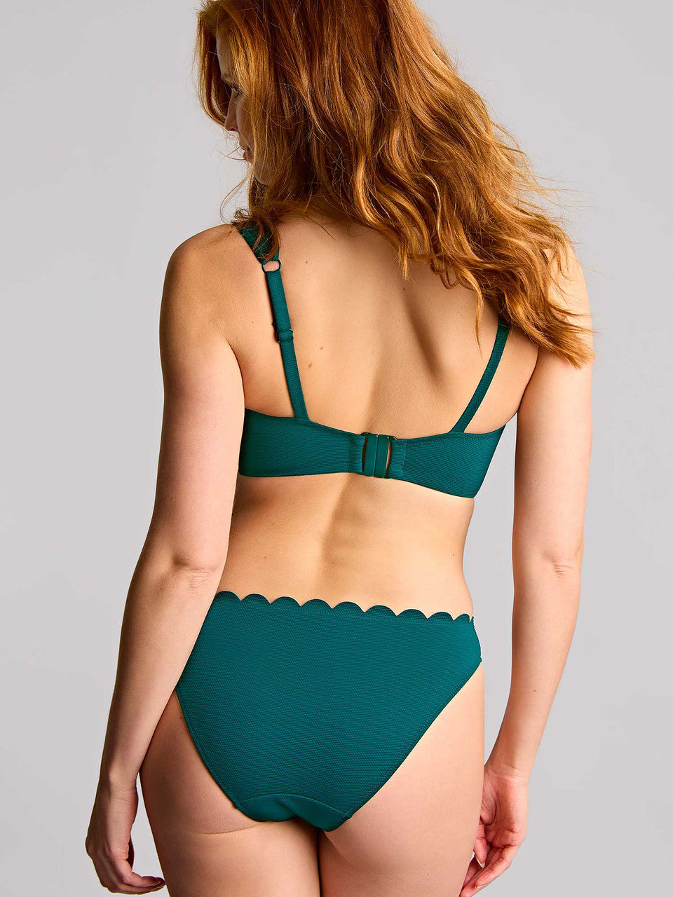 Bette Balcony Bikini Teal Blue worn by model back view