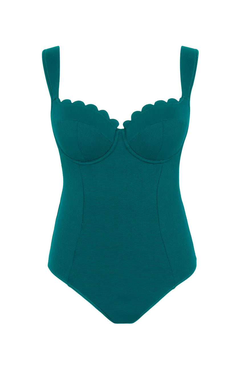 Monica Balcony One-Piece Swimsuit Teal Blue front view product image