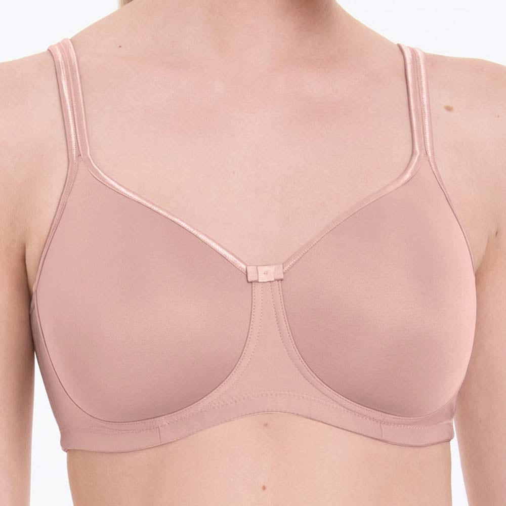Tonya Wireless Pocketed Bra - Sand worn by model front view