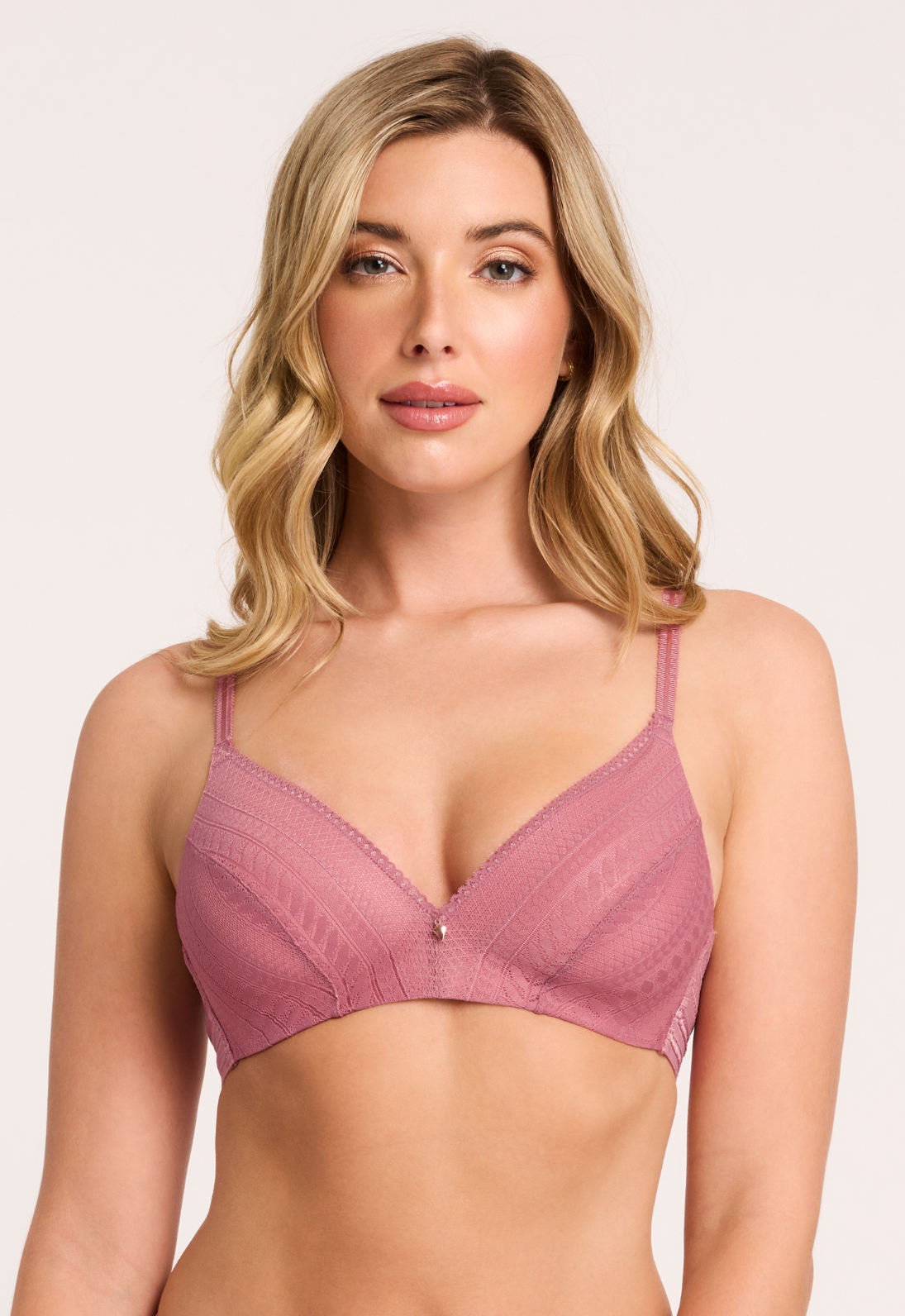 Rosaline Wire-Free T-Shirt Bra - Rosé worn by model front view