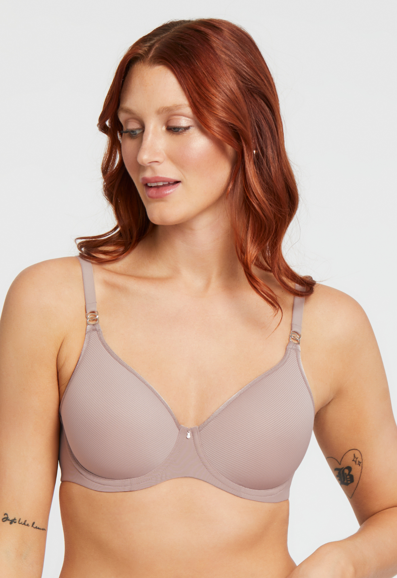 Sublime Spacer T-Shirt Bra - Moonshell worn by model front view