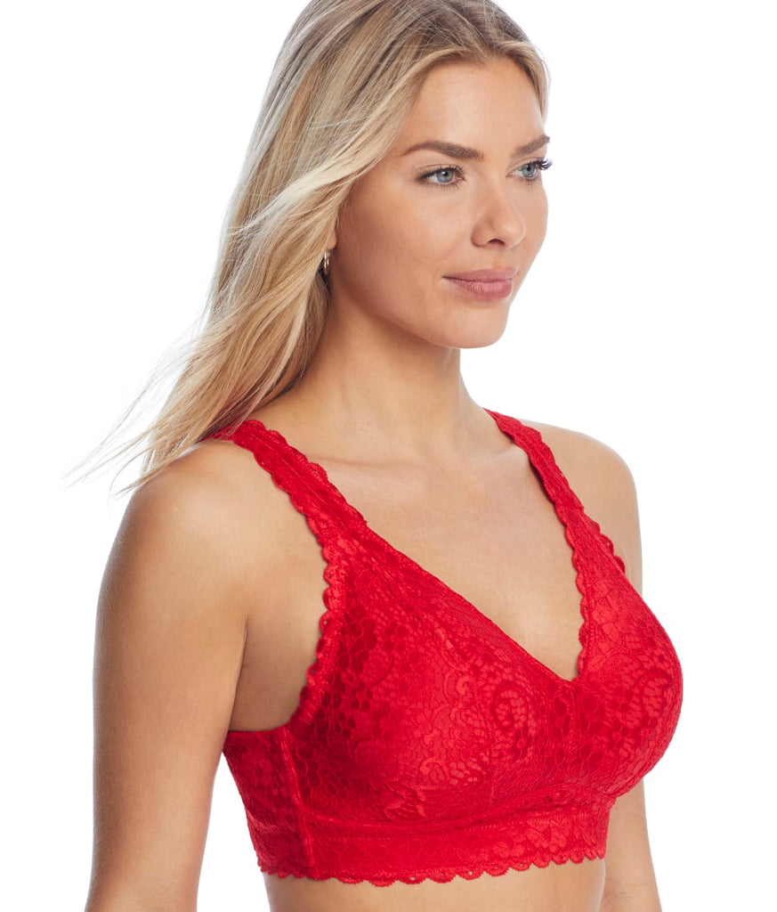Adriana Wire-Free Lace Bralette - Racing Red