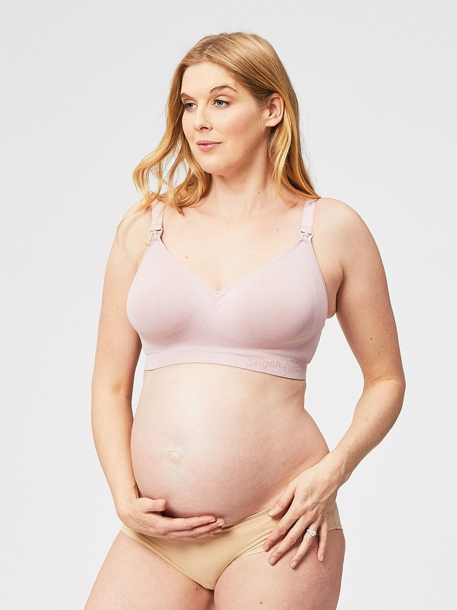 Popping Candy Busty Maternity & Nursing Bra Pink worn by model front view