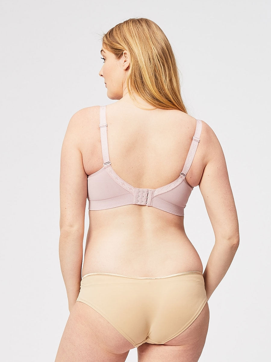 Popping Candy Busty Maternity & Nursing Bra Pink worn by model back view