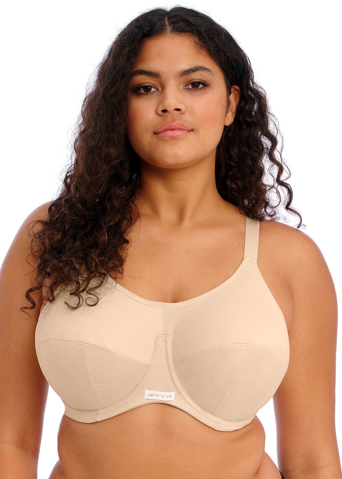 Energise Sports Bra - Sand worn by model front view