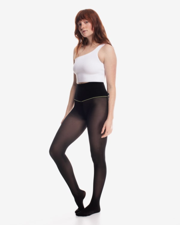 Sheertex Classic Sheer Tights - Black, worn by model front view