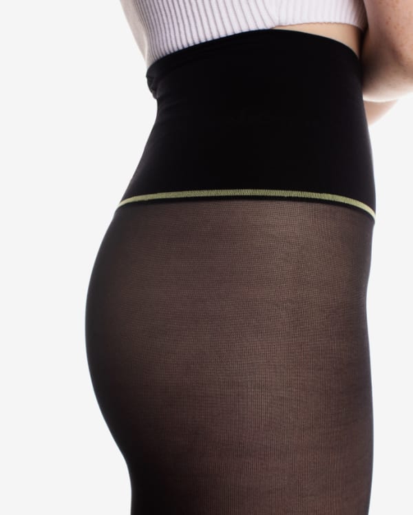 Sheertex Classic Sheer Tights - Black, worn by model side view