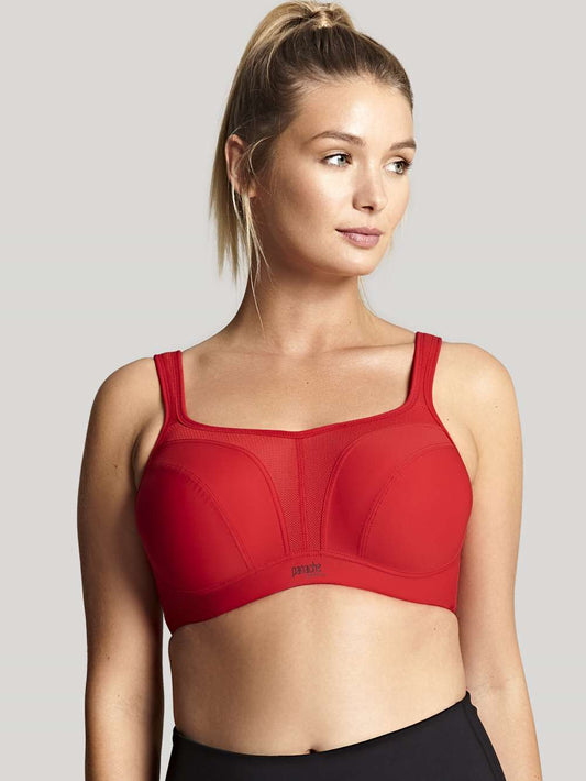 Panache Wired Sports Bra - Fiery Red worn by model front view
