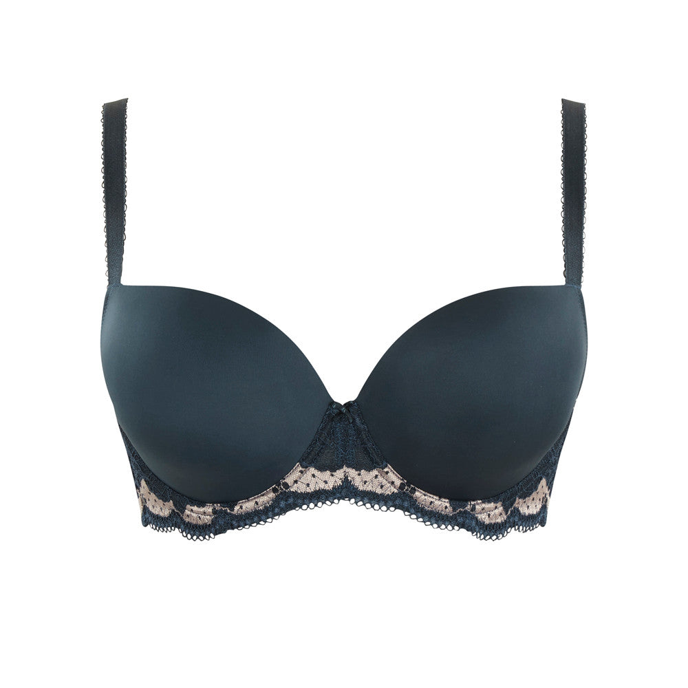 Clara Moulded Sweetheart Bra - Navy Pearl front view product image