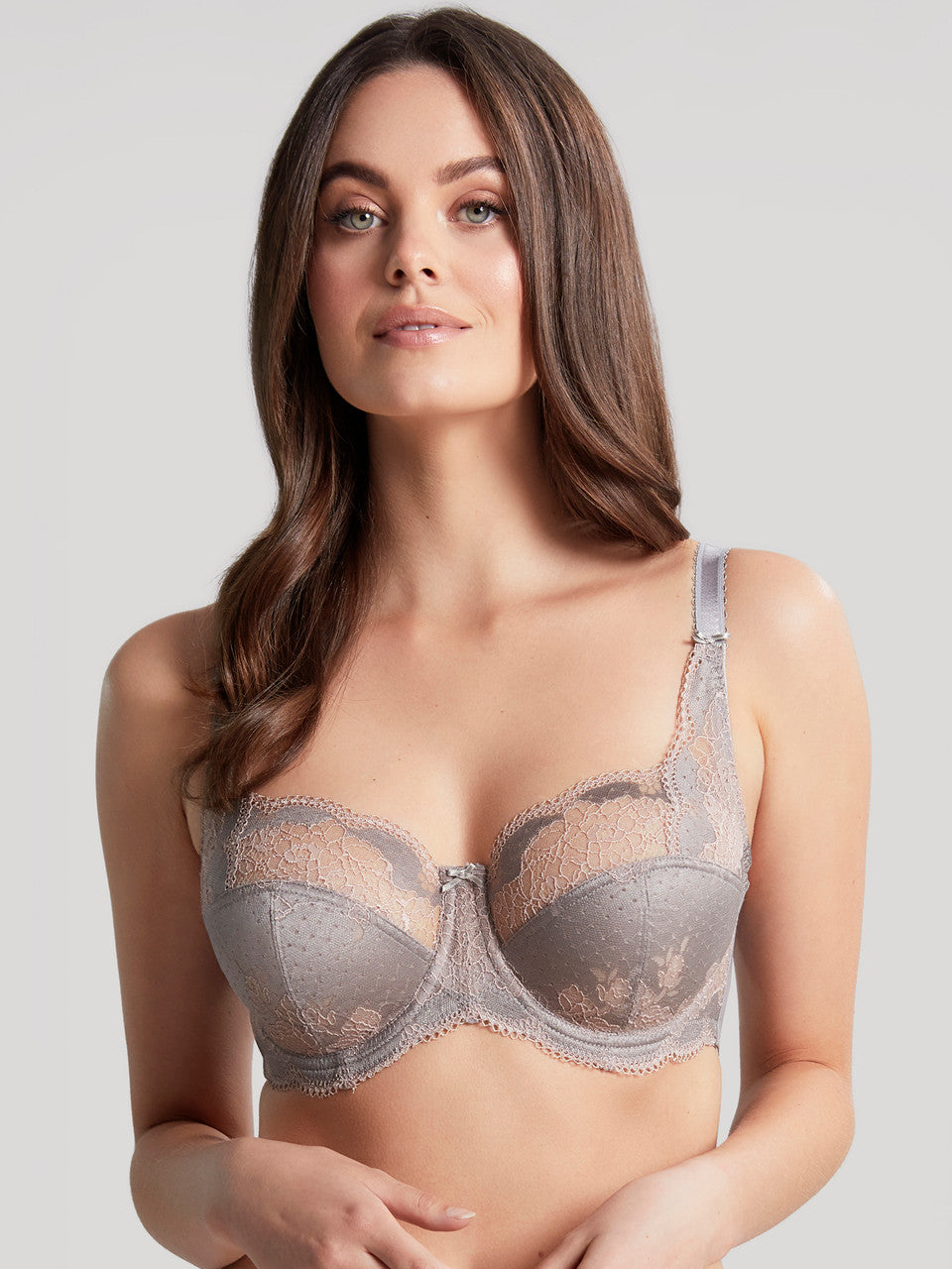 Clara Full Cup Bra - Opal Grey, worn by model front view