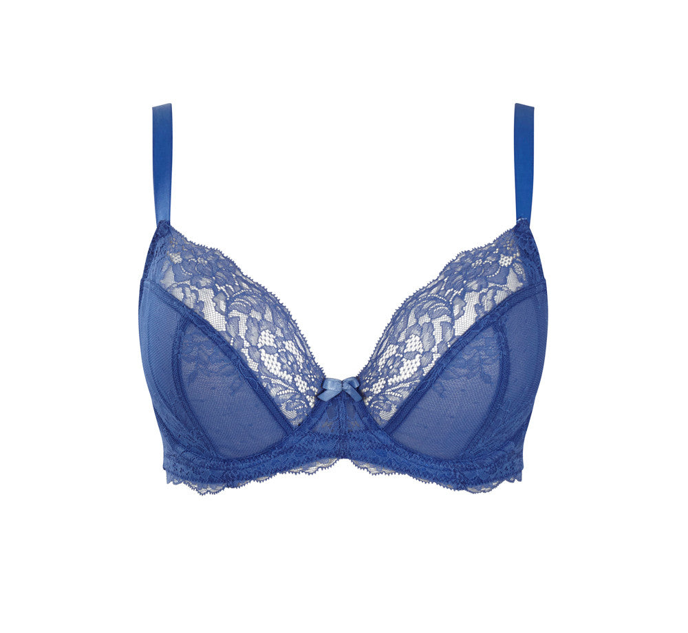 Ana Non-Padded Plunge Bra - Blue Jewel front view