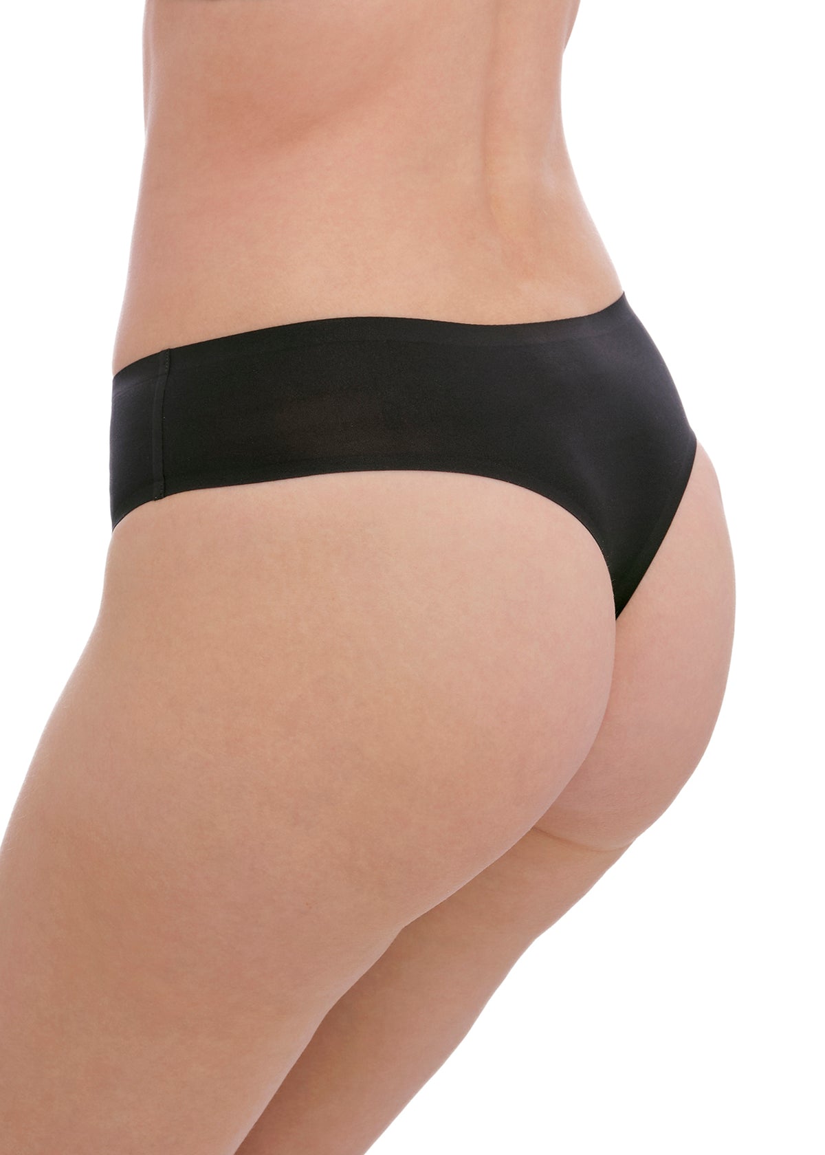 Smoothease Invisible Stretch Thong - Black, worn by model back view