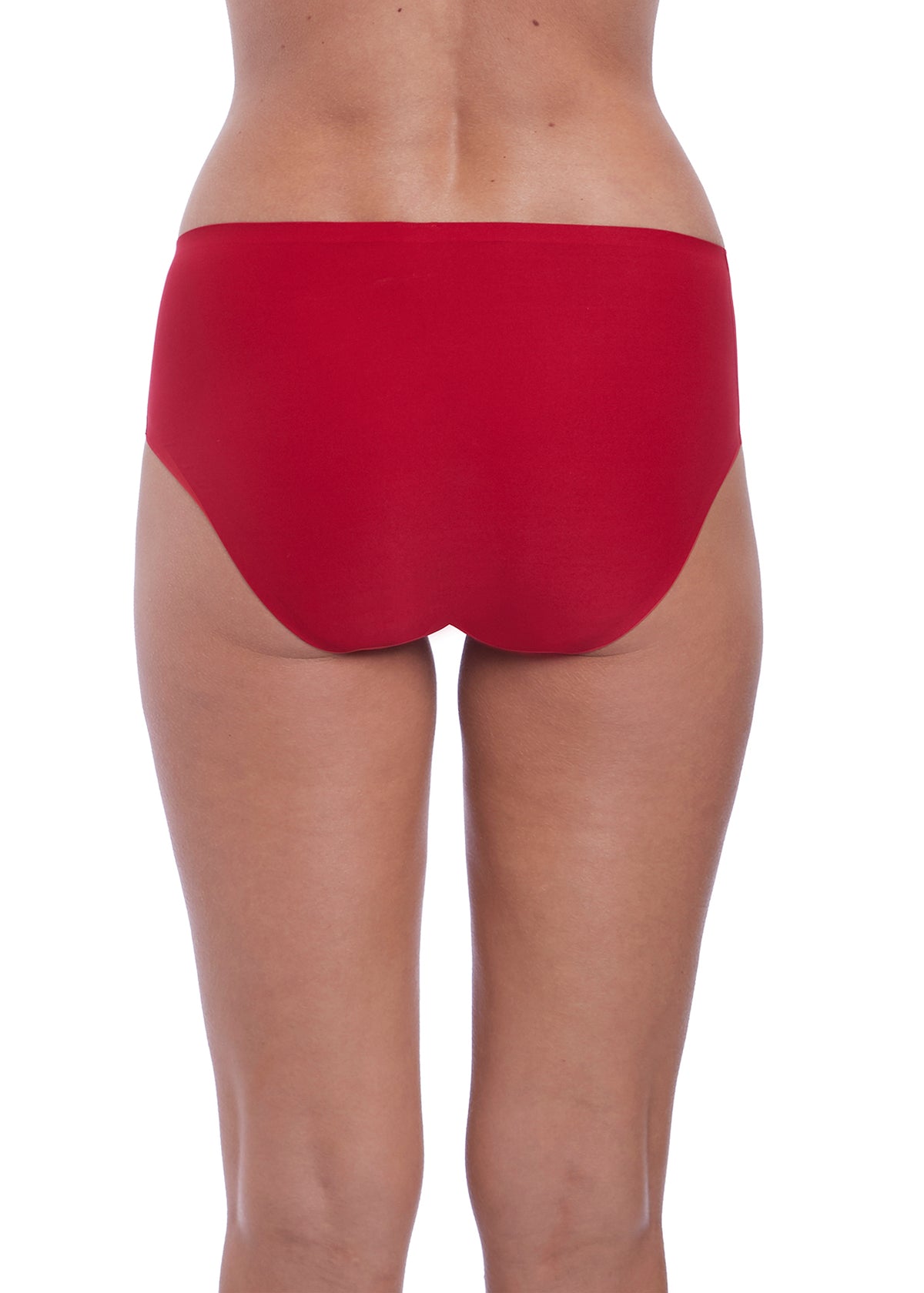 Smoothease Mid Brief One Size in red worn by model back view
