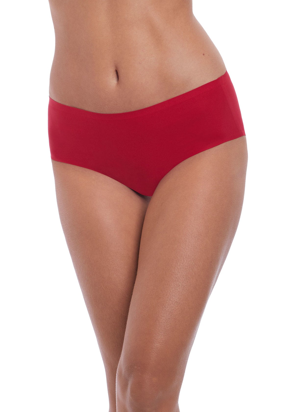 Smoothease Mid Brief One Size in red worn by model front view