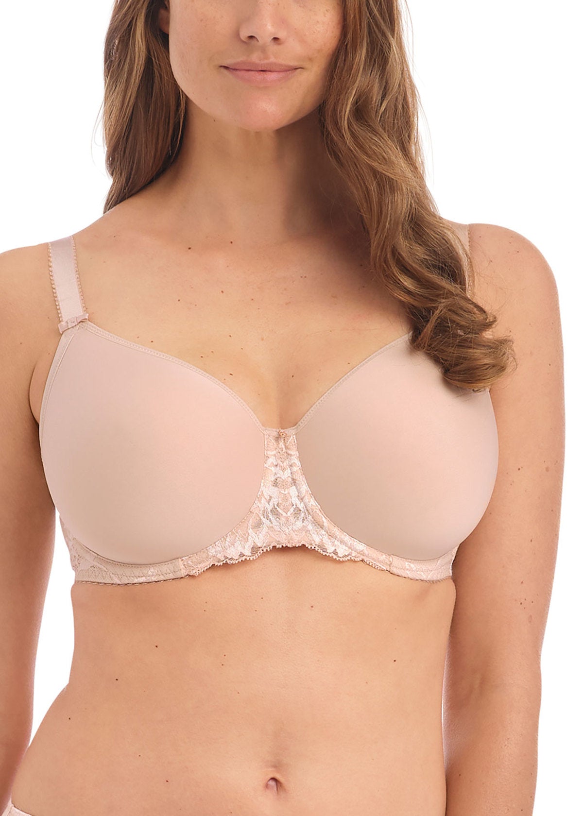Aubree Spacer Moulded Bra - Natural Beige,, worn by model front view