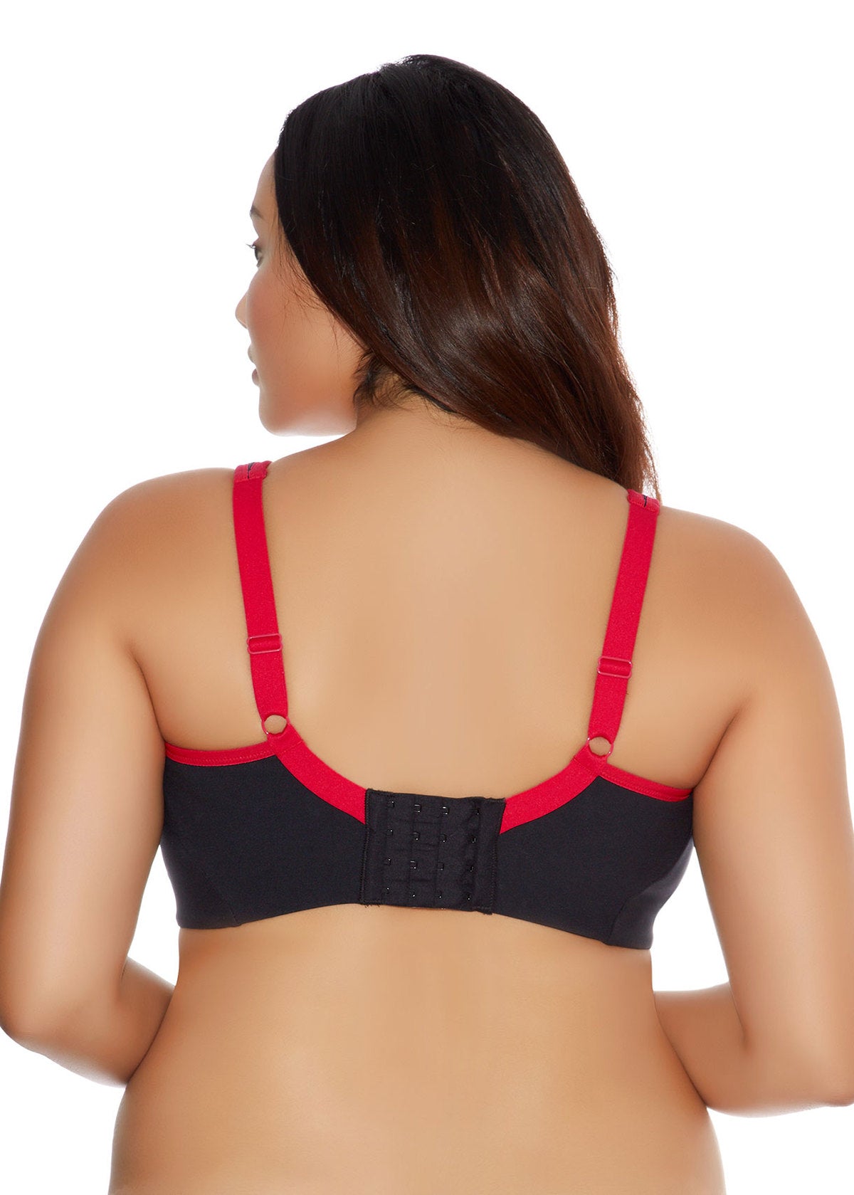 Non Wired Sports Bra - Black worn by model back view