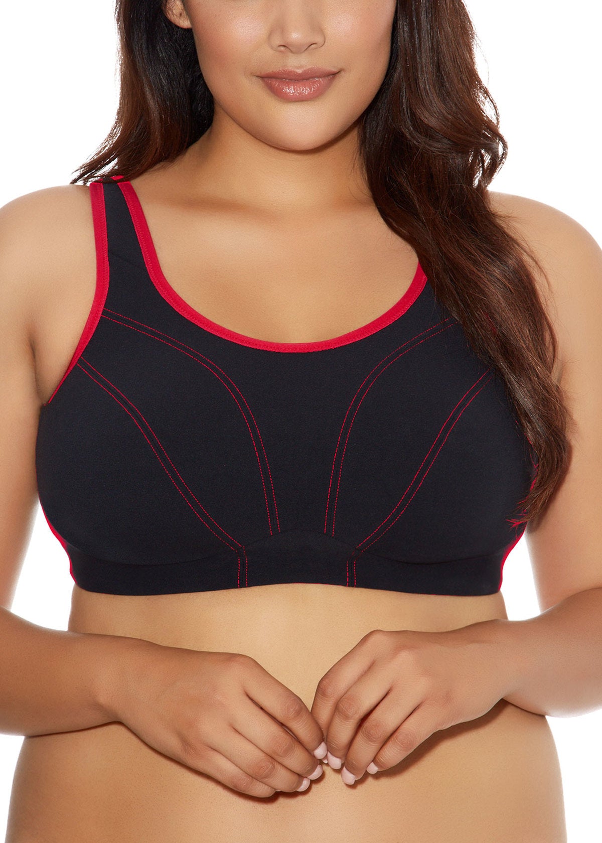 Non Wired Sports Bra - Black worn by model front view