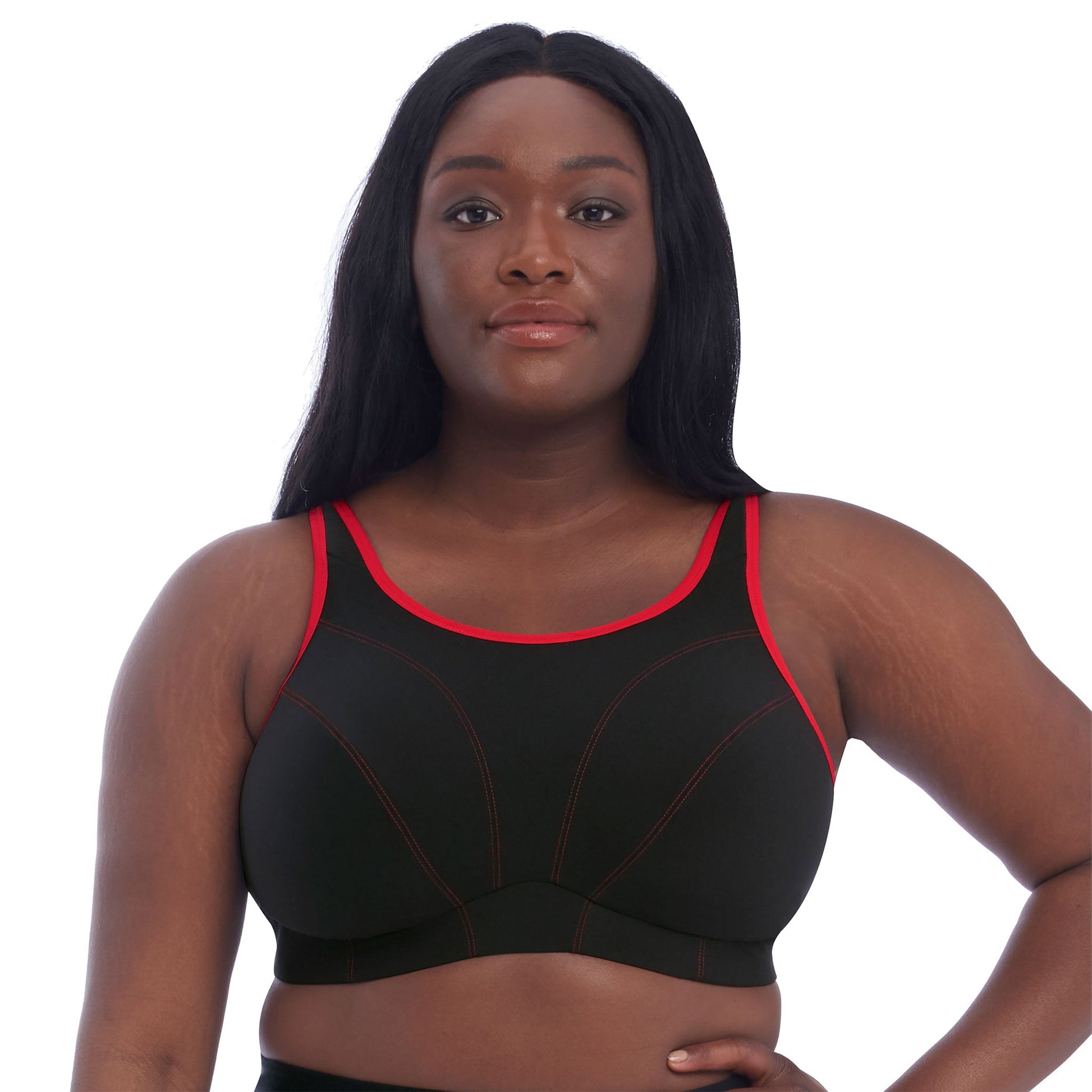 Non Wired Sports Bra - Black worn by model front view