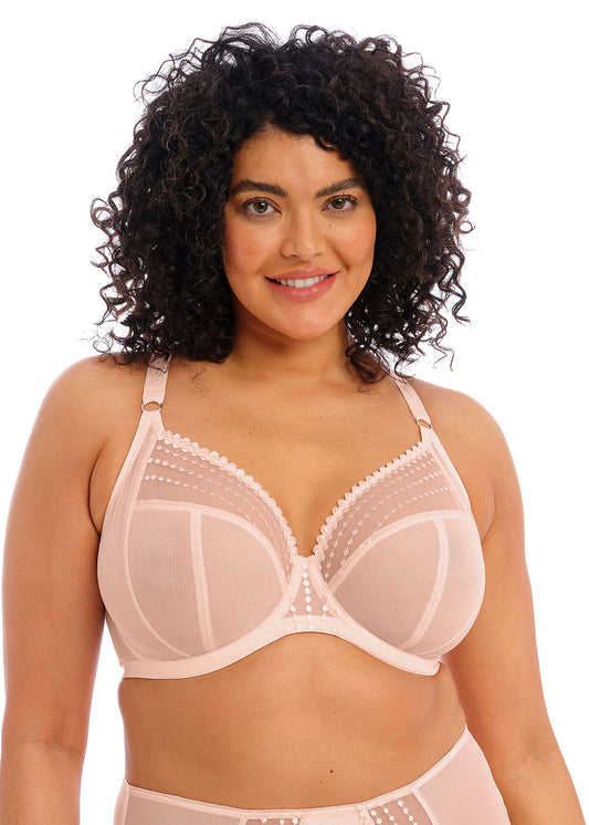 Matilda Underwire Plunge Bra - Pearl Blush worn by model front view