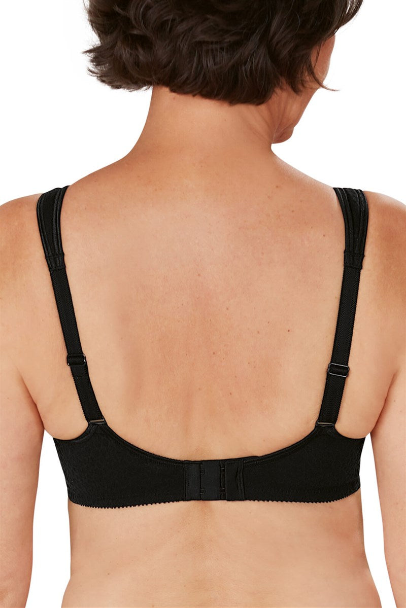 Mona Wire-Free Pocketed Soft Bra - Black worn by model back view