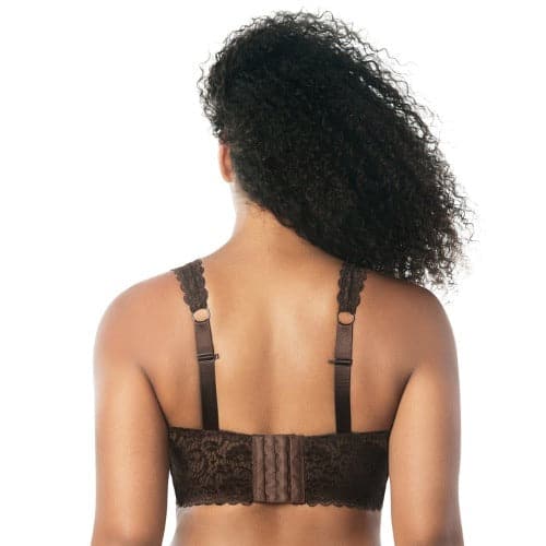 Adriana Wire-Free Lace Bralette in Deep Nude worn by model in back view image