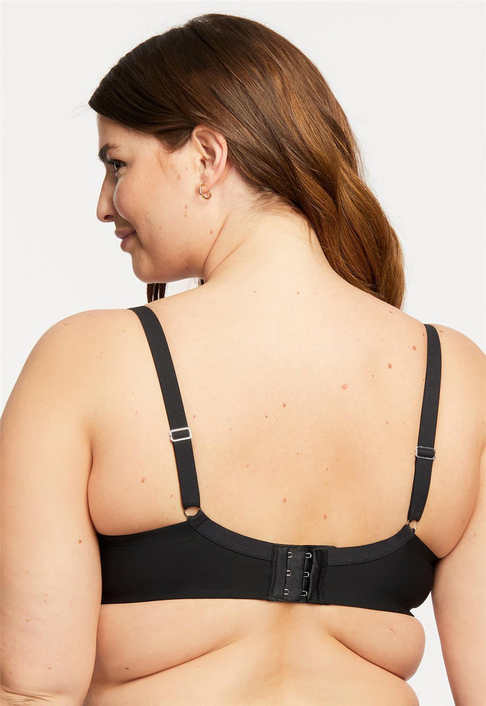 Sublime Spacer Bra - Black, worn by model back view