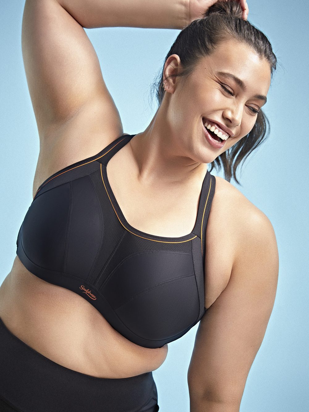 Sculptresse Non Padded Sports Bra - Black, worn by model front view