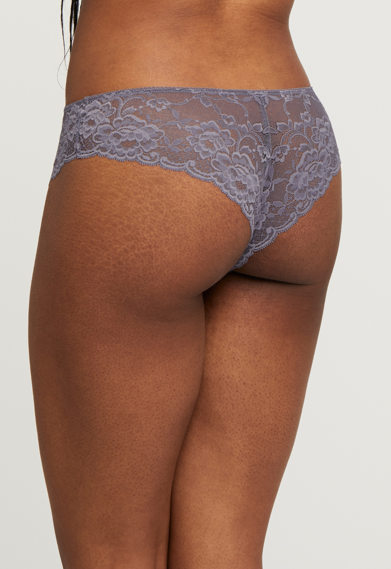 Signature Lace Brazilian - Crystal Grey, worn by model back view