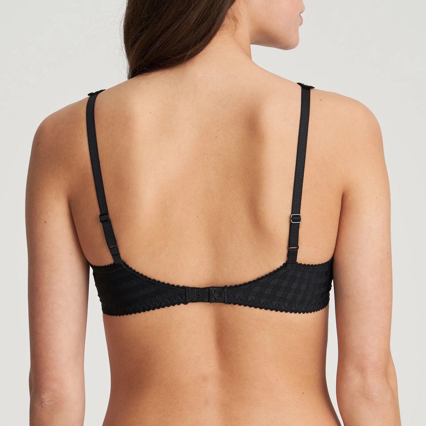 Avero Padded Round Bra in Black worn by model in back view product image