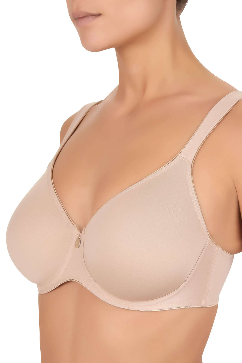 Pure Balance Underwire Spacer Bra in Sand worn by model side view
