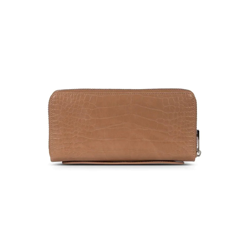 Meli Vegan Leather Wallet - Latte Croco, back view