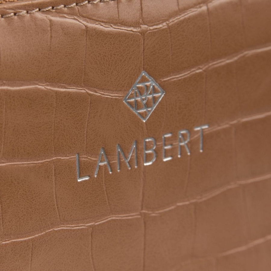 Meli Vegan Leather Wallet - Latte Croco, close up product image