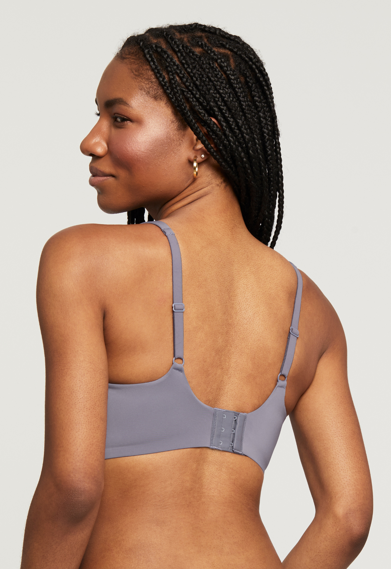Mysa Cup-Sized Bralette - Crystal Grey worn by model back view