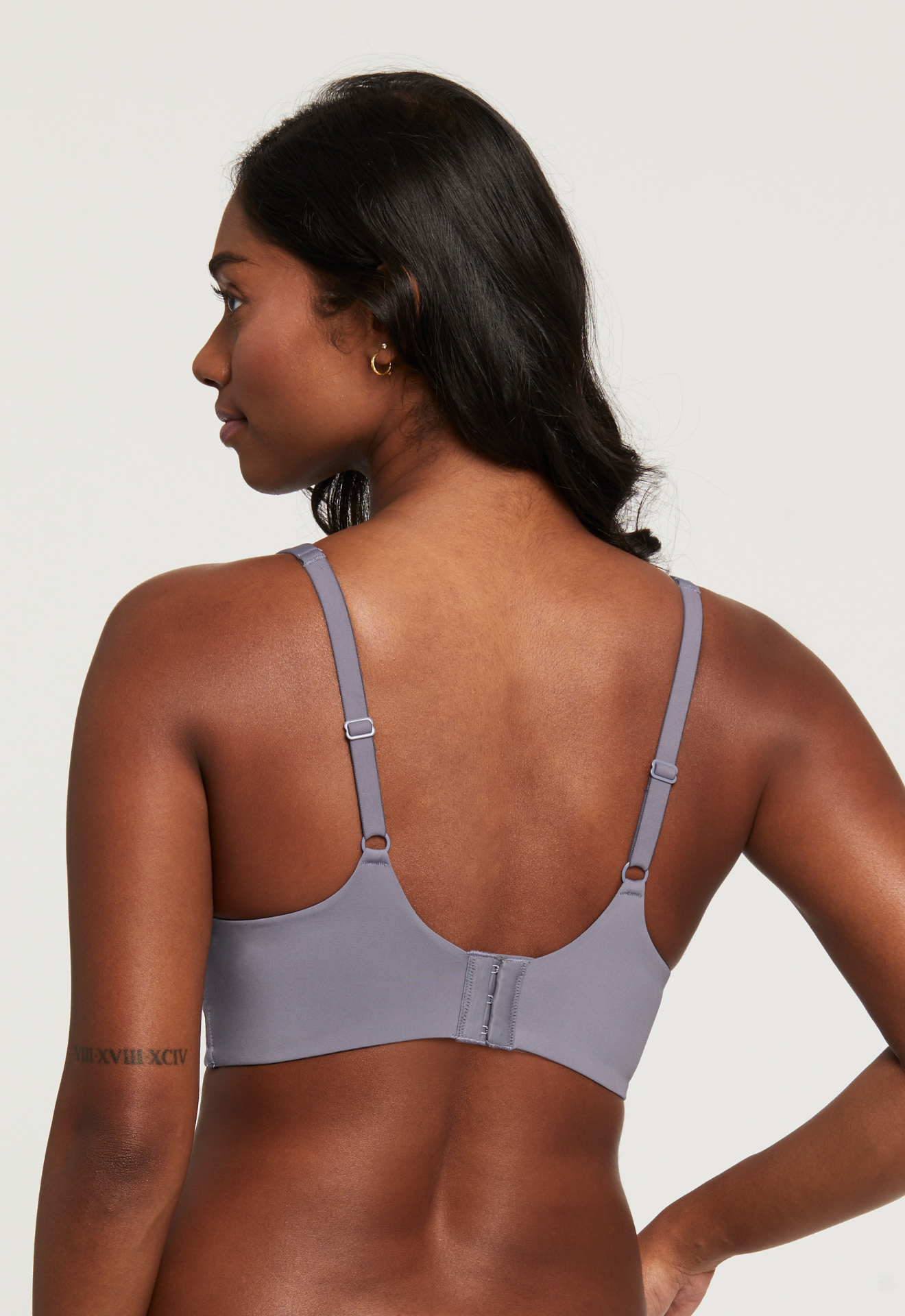 Mysa Cup-Sized Bralette - Crystal Grey worn by model back view