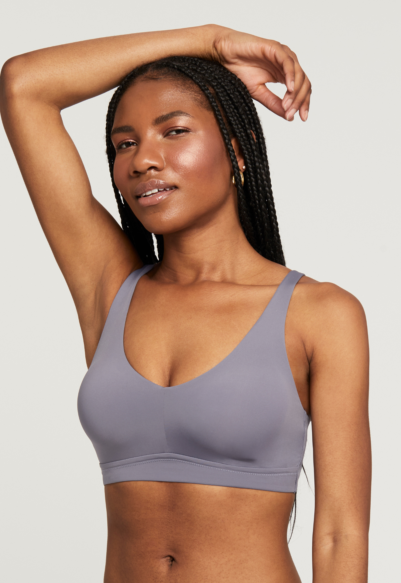 Mysa Cup-Sized Bralette - Crystal Grey worn by model front view