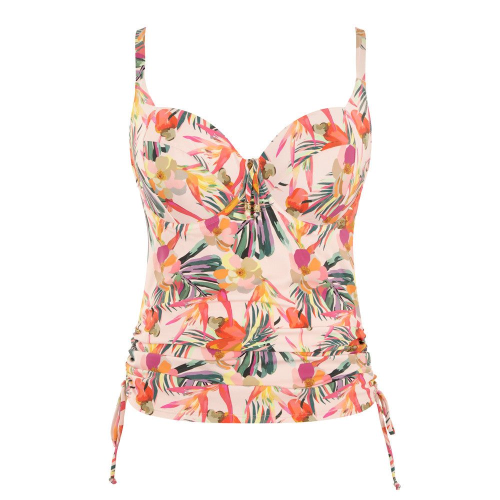Paradise Balconnet Tankini Pink Tropical front view product image