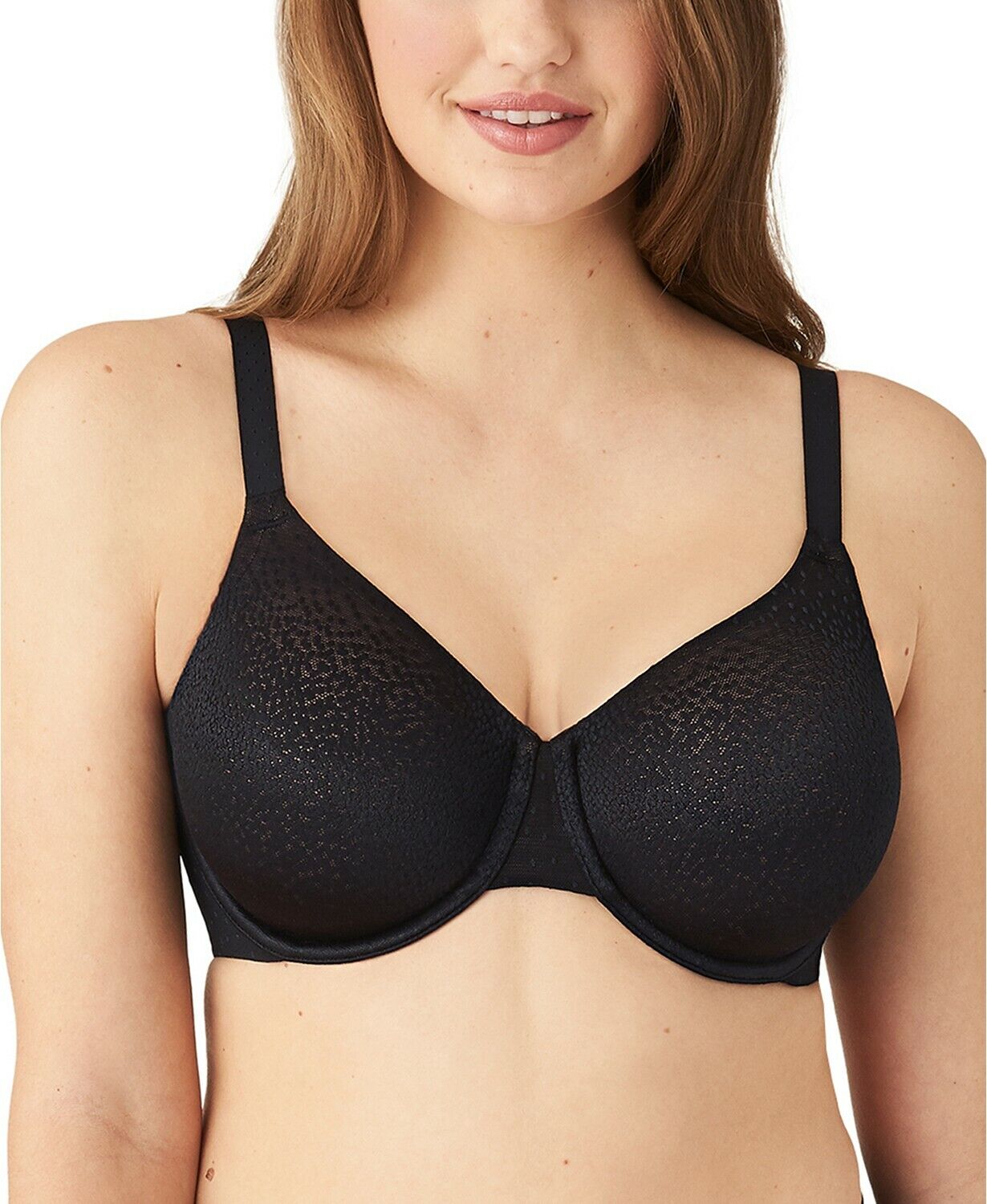 Back Appeal Underwire Bra - Black, worn by model front view