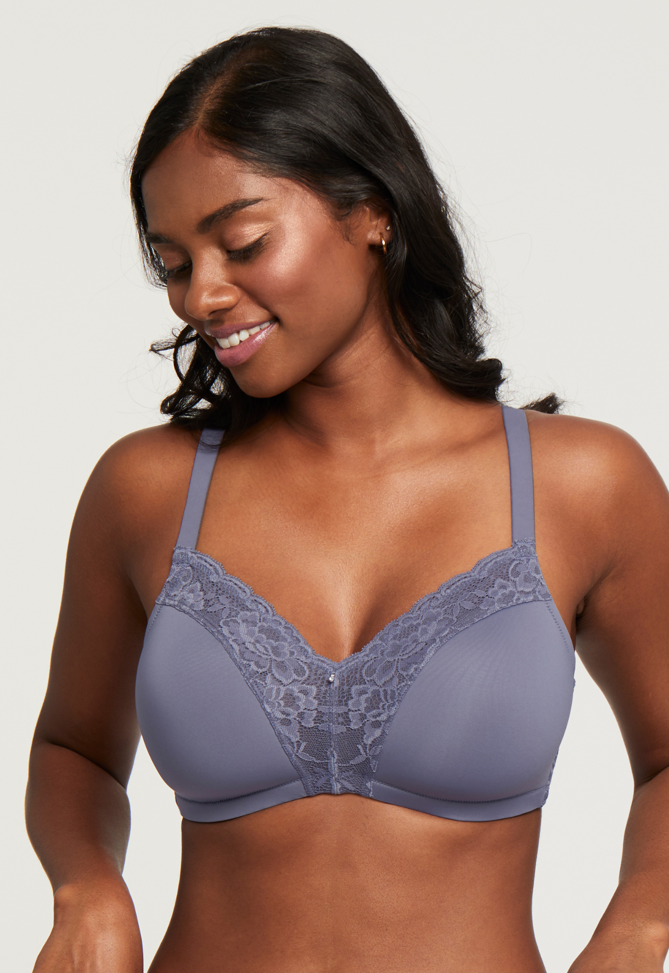 Wire-Free Dream Bra - Crystal Grey, worn by model front view